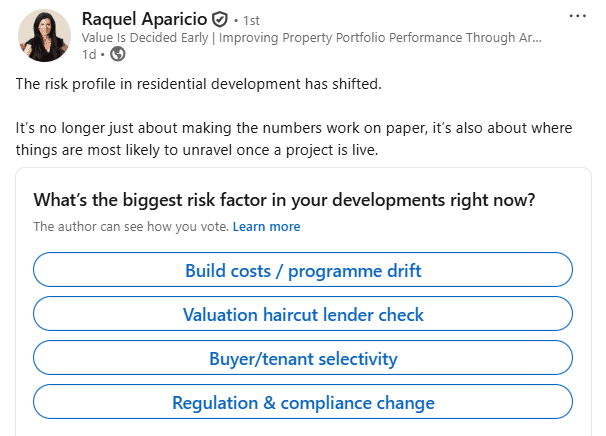 Recent poll from Raquel Aparicio's LinkedIn